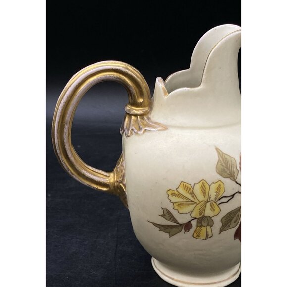 Royal Worcester 5 1/2" Flat Back Pitcher Purple Violet Flowers #1094 Antique - Picture 11 of 13